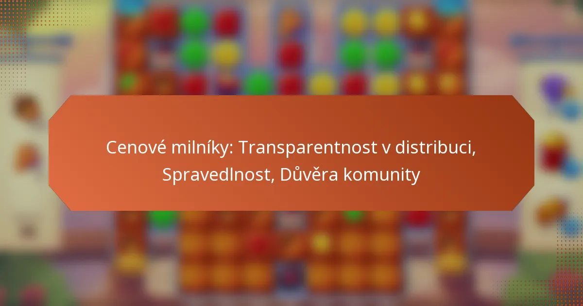 Cenové milníky: Transparentnost v distribuci, Spravedlnost, Důvěra komunity