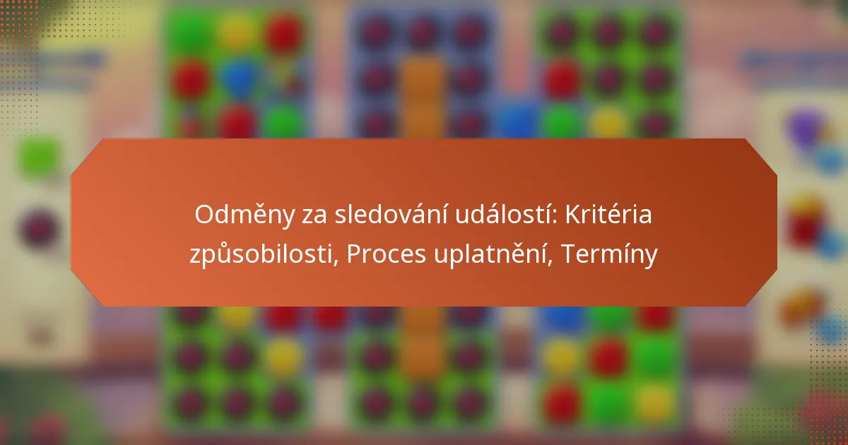 Odměny za sledování událostí: Kritéria způsobilosti, Proces uplatnění, Termíny
