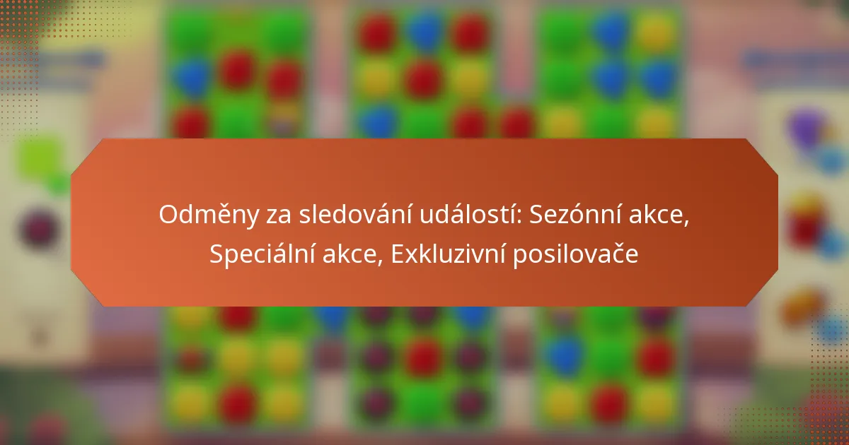 Odměny za sledování událostí: Sezónní akce, Speciální akce, Exkluzivní posilovače
