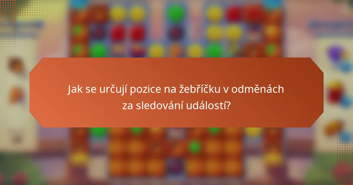 Jak se určují pozice na žebříčku v odměnách za sledování událostí?